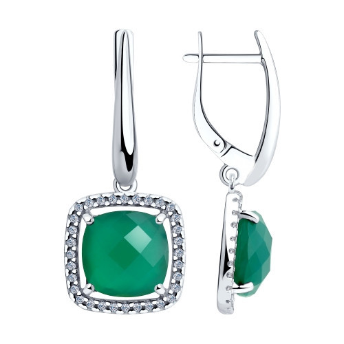 Серьги из серебра с агатом зелёным SOKOLOV 94-321-00433-1