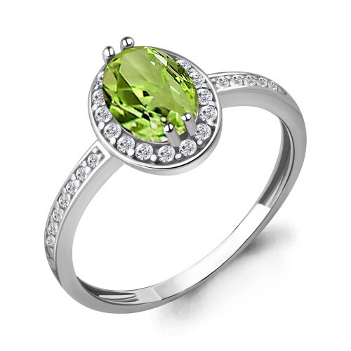 Серебряное кольцо с хризолитом Aquamarine 6523207А.5 размеры - 17