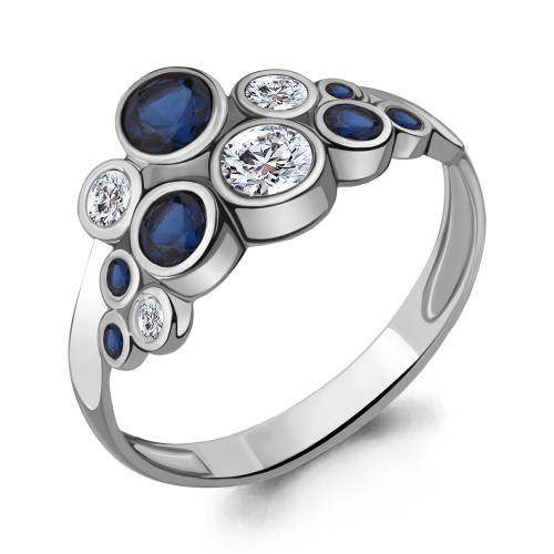 Серебряное кольцо с фианитом Aquamarine 64267Б.5 размеры - 17,5