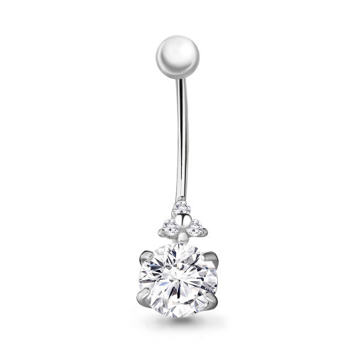 Пирсинг из серебра с фианитом Aquamarine 75537А.5