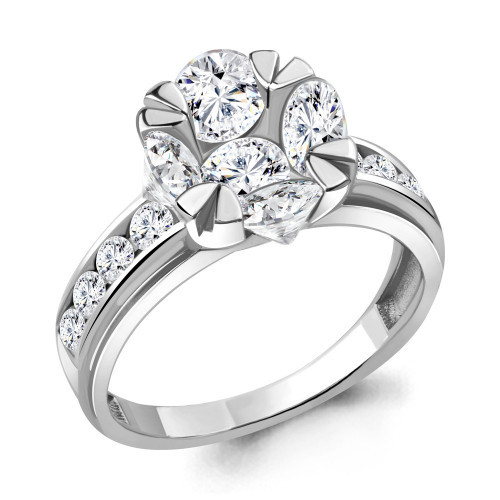 Серебряное кольцо с фианитом Aquamarine 68583А.5 размеры - 17,5 18 19