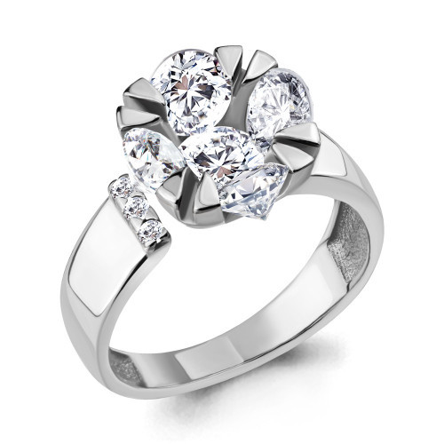 Кольцо из серебра с фианитом Aquamarine 68584А.5 размеры - 18,5