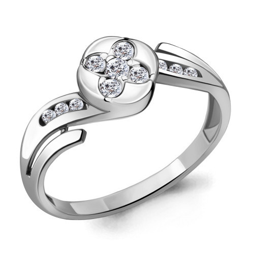 Кольцо из серебра с фианитом Aquamarine 68592А.5