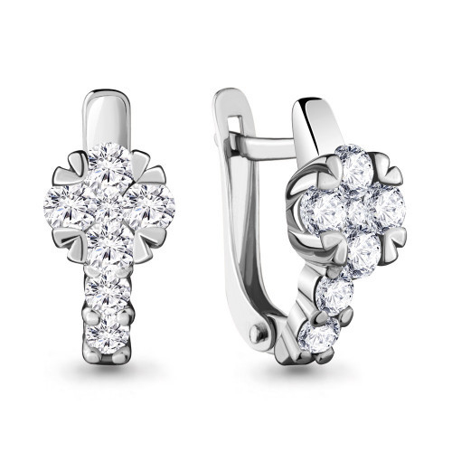 Серьги Aquamarine серебро с родием, фианит, фантазия 48118А.5