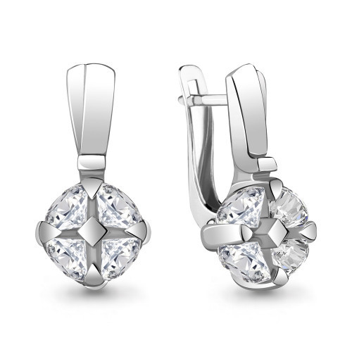 Серебряные серьги с фианитом Aquamarine 48127А.5
