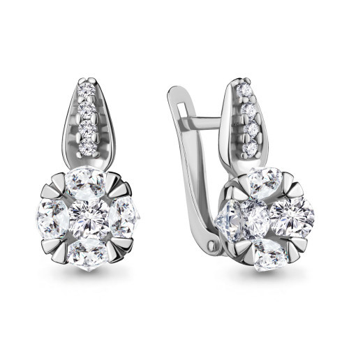 Серебряные серьги с фианитом Aquamarine 48061А.5