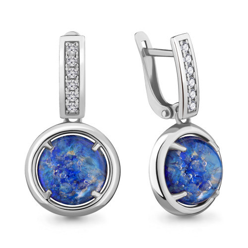 Серьги из серебра с стеклом и фианитом Aquamarine 46781АБ.5