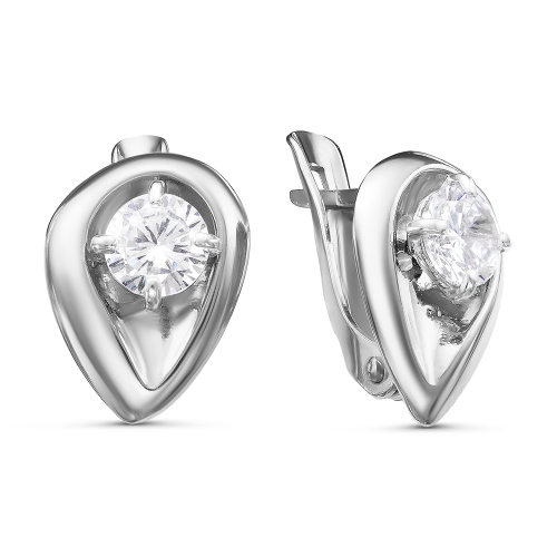 Серебряные серьги с фианитом Красная Пресня 33810928Д