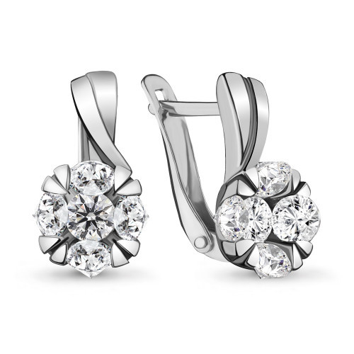 Серебряные серьги с фианитом Aquamarine 48059А.5