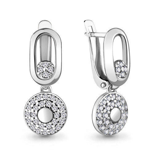 Серьги из серебра с фианитом Aquamarine 48164А.5