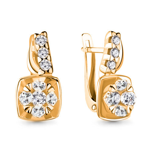 Серьги из серебра с фианитом Aquamarine 48052А.6