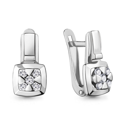 Серьги из серебра с фианитом Aquamarine 48115А.5