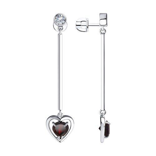 Серьги из серебра с гранатами и фианитами SOKOLOV 92022149