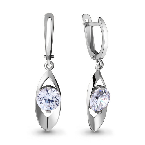 Серьги из серебра с фианитом swarovski Aquamarine 43685.5