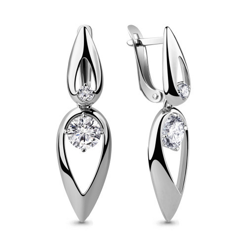 Серебряные серьги с фианитом Aquamarine 46045.5
