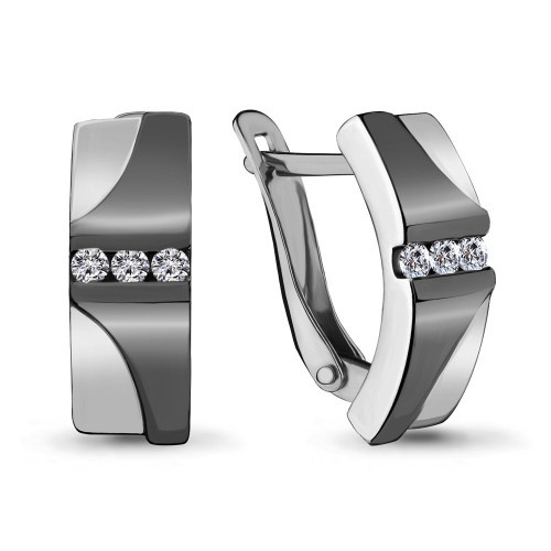 Серебряные серьги с фианитом Aquamarine 46981А.5