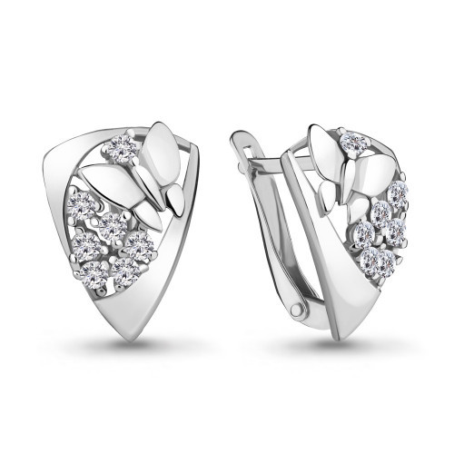 Серьги из серебра с фианитом Aquamarine 46899А.5