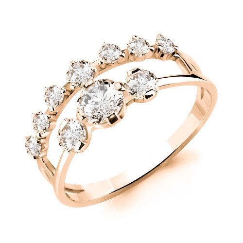 Кольцо Aquamarine серебро с позолотой, фианит, фантазия 68065А.6