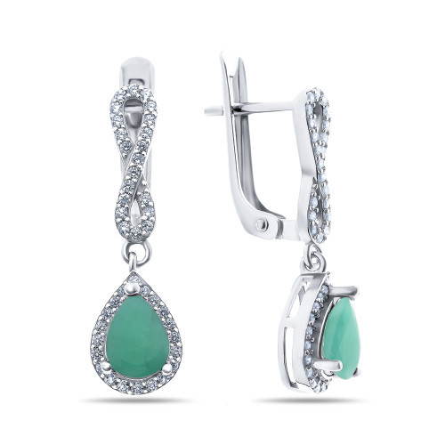 Серьги из серебра с фианитом Teosa E-DRGR00735-EM