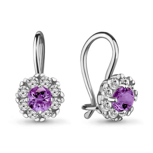 Серебряные серьги с стеклом и фианитом Aquamarine 40965Д.5