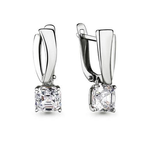 Серьги из серебра с фианитом swarovski Aquamarine 43946.5