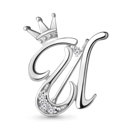 Серебряная брошь с фианитом Aquamarine 77333А