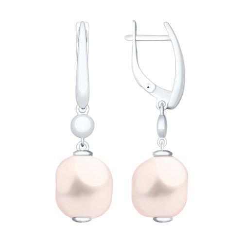 Серьги из серебра с розовыми жемчугом Swarovski SOKOLOV 94023224