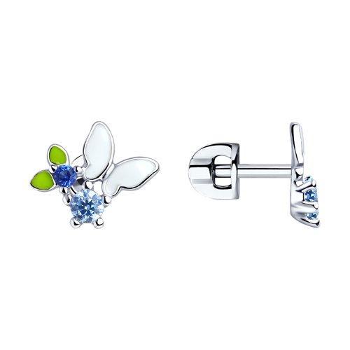 Серьги из серебра с эмалью и фианитами SOKOLOV 94023371