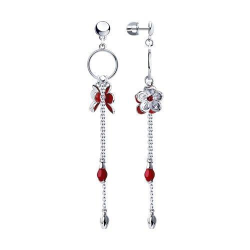Серьги из серебра с эмалью и фианитами SOKOLOV 94023692