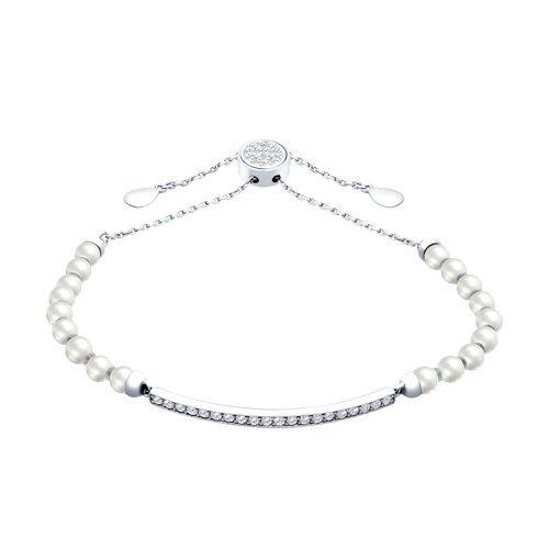 Браслет из серебра с жемчугом Swarovski и фианитами SOKOLOV 94050402 размеры - 20