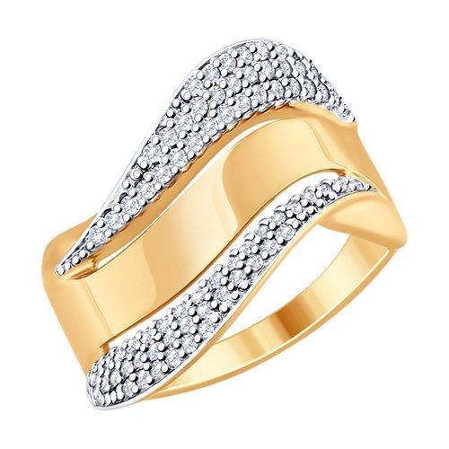 Кольцо из золочёного серебра с фианитами SOKOLOV 93010737 размеры - 16,5