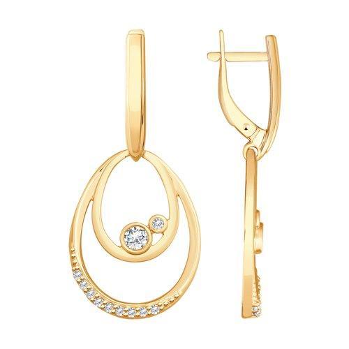 Серьги из золочёного серебра с фианитами SOKOLOV 93020899