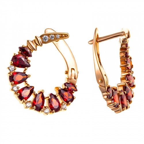 Серьги Teosa серебро с позолотой, фианит, многокаменка 200-550-GR
