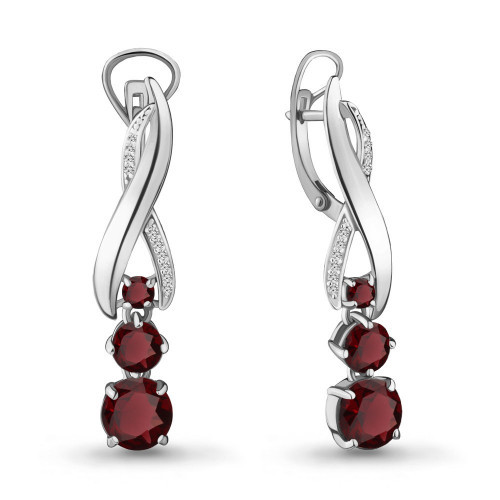 Серьги из серебра с гранатом Aquamarine 4431603А.5