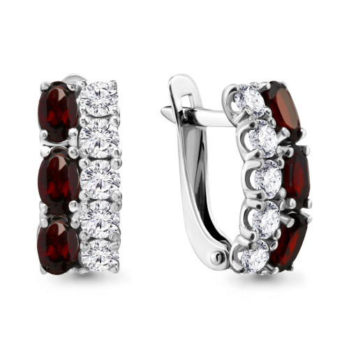 Серьги из серебра с гранатом Aquamarine 4429603А.5