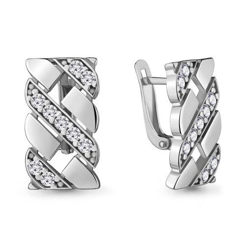 Серебряные серьги с фианитом Aquamarine 48089А.5