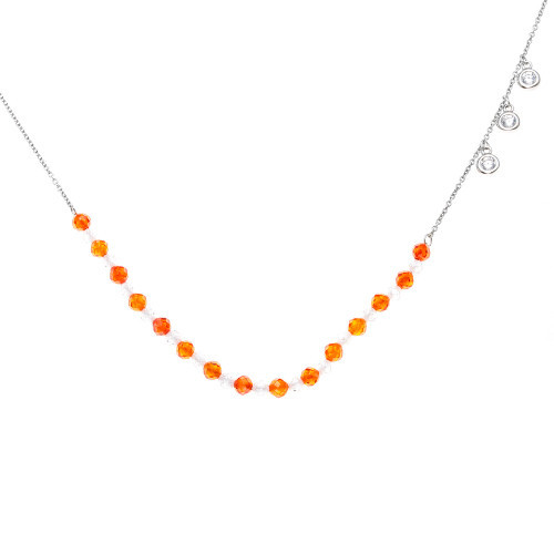 Серебряное колье с фианитом Адамант Ср925Р-863103038Ф3 размеры - 38