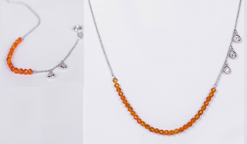 Серебряное колье с фианитом Адамант Ср925Р-863103040Ф5 размеры - 40