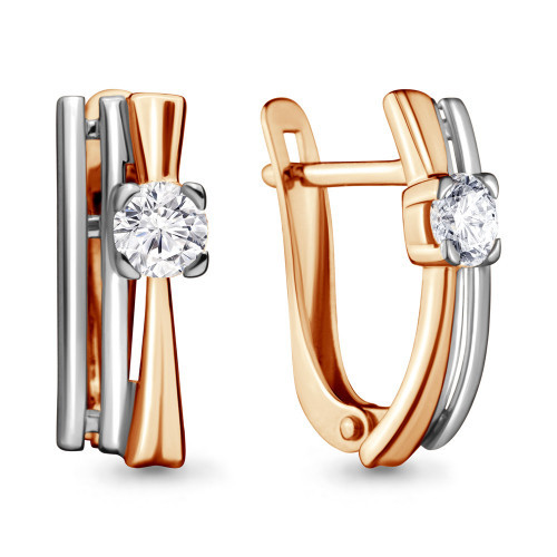 Серьги Aquamarine серебро с позолотой, фианит сваровски, фантазия 43423.6