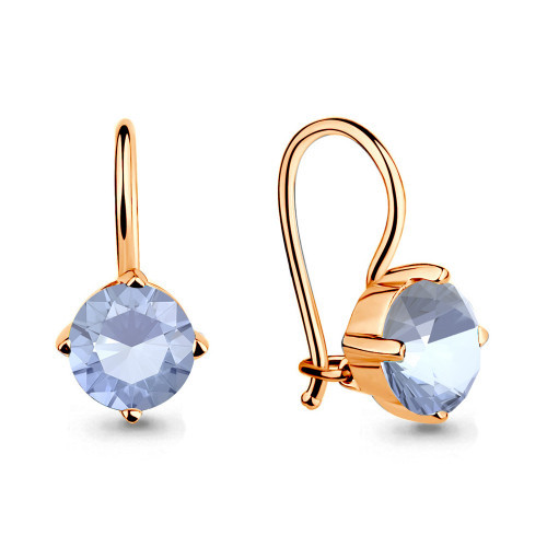 Серьги Aquamarine серебро с позолотой, фианит, "каратник" 46071С.6
