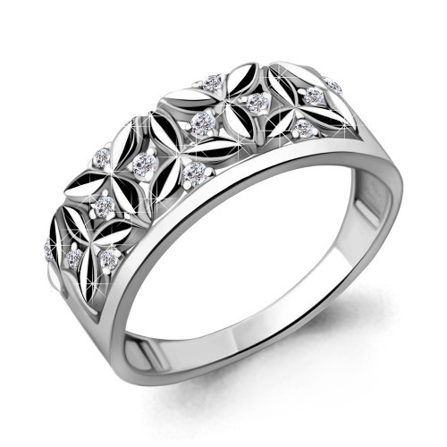 Кольцо Aquamarine серебро с родием, фианит, фантазия 68637А.5