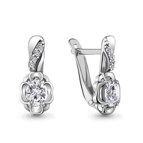 Серьги Aquamarine серебро с родием, фианит, фантазия 48203А.5