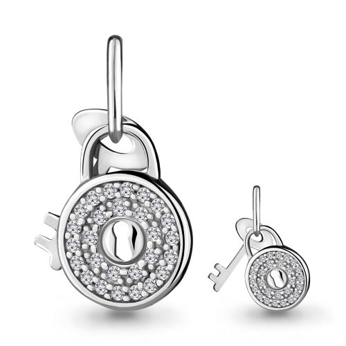 Подвеска Aquamarine серебро с родием, фианит, замок и ключ 22726А.5