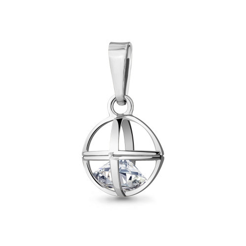 Подвеска Aquamarine серебро с родием, фианит, фантазия 24334.5
