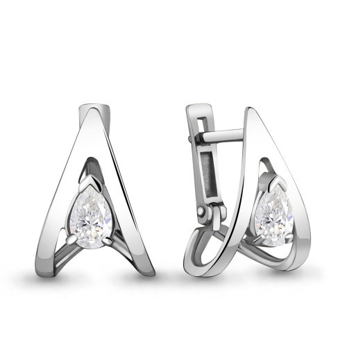 Серьги Aquamarine серебро с родием, фианит, фантазия 48224.5