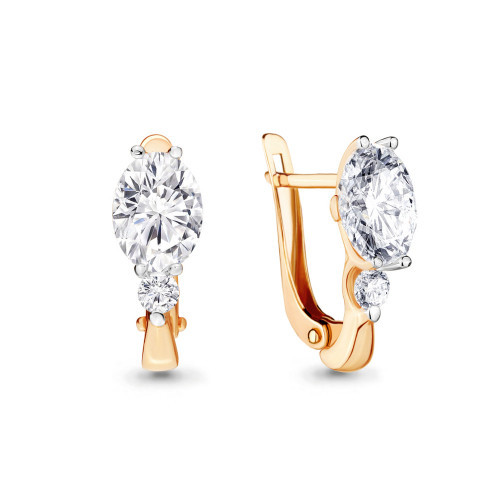 Серьги Aquamarine серебро с позолотой, фианит, "каратник" 46732.6
