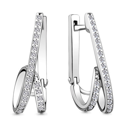 Серьги классика из серебра  Фианит Aquamarine 48247А.5 покрыто  родием, фото 1