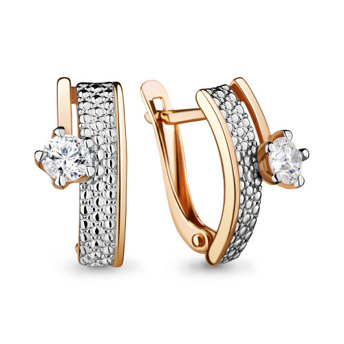 Серьги Aquamarine серебро с позолотой, фианит, фантазия 46649.6