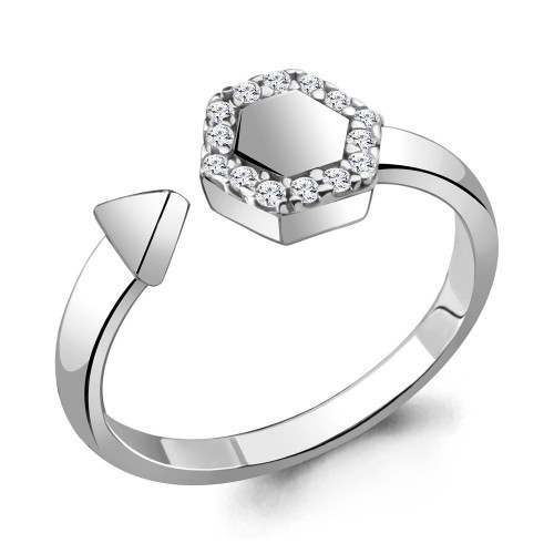 Кольцо Aquamarine серебро с родием, фианит, фантазия 68675А.5