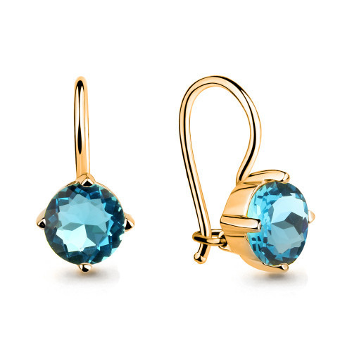 Серьги Aquamarine серебро с позолотой, стекло, "каратник" 46071101Н.6